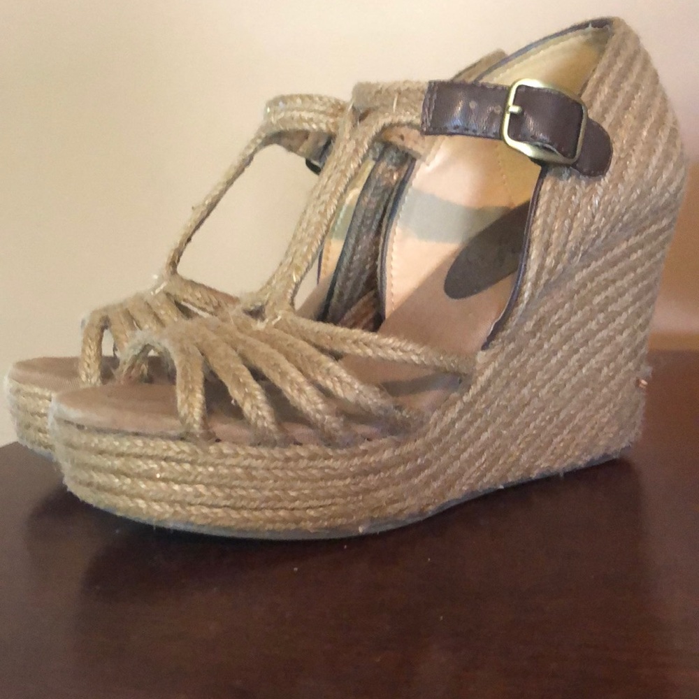 Envy rope t-strap platform sandals